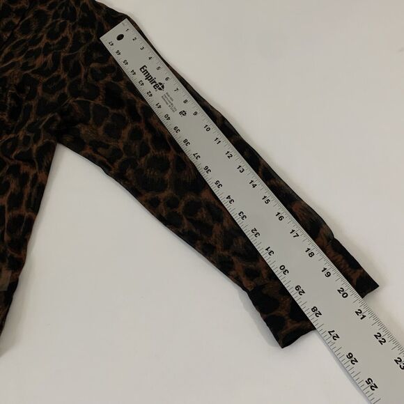 Free People Easy Rider Blouse Leopard Animal Print Sheer Button Down Oversized - Picture 9 of 10